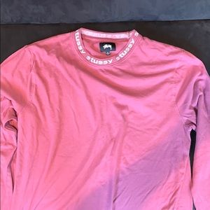 stussy long sleeve tee branded collar